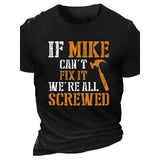 [Mike Print Casual Tee] 1pc Mike Print Casual Crew Neck T-Shirt - Cotton Knit Fabric with Slight Stretch - Regular Fit for Adults Summer Fashion Tee Made in USA