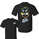 Miler Lite Dog T-Shirt, Bold Rottweiler Graphic with Sunglasses, Beer Can, and Hip Style, Ideal for Beer Fans and Dog Lovers, Unisex T-Shirts