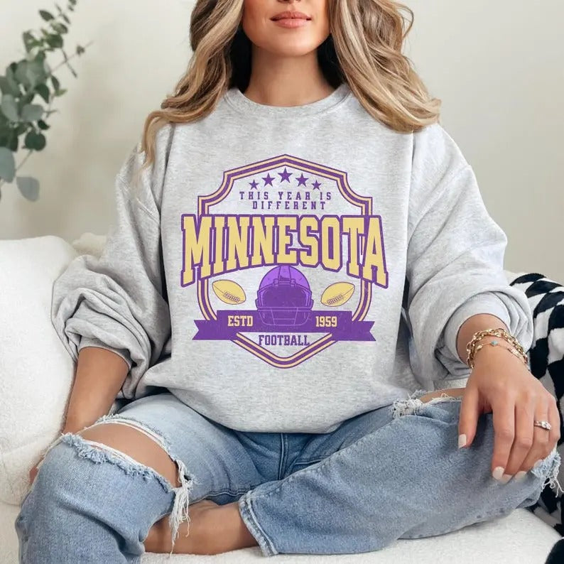 Minnesota Football Sweatshirt Vintage Minnesota Football Fan Shirt, Minnesota Game Day Shirt, Trendy Viking Sweatshirt, MN football Fan Gift Unisex Hoodie