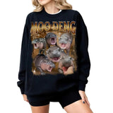 Moo Deng Pygmy Hippo Vintage 90s Graphic Cute Meme Crewneck Tshirt Sweatshirt 100% Cotton Soft Fabric
