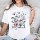 Motherhood Is Kingdom Work Mother's Day Tshirt Cotton Casual Street Style Crew Neck Short Sleeve T-Shirt Trendy Top for Women for Men, Perfect Gifts