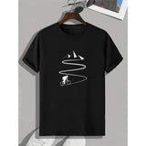 Mountain Bike Downhill Mountain Bikers, Print, Men's Round Crew Neck Short Sleeve Tee, casual T-Shirt, Casual Comfy lightweight Top For Summer Made in USA