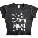 My Chemical Romance Baby Tee, Y2k Top Women Streetwear, Gothic Emo Girl, Scene Clothing 2000s, Casual Cotton Short Sleeve, Women Fitted T-Shirt, Gift For Girlfriend