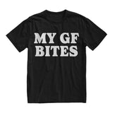 My GF Bites T-Shirt | Funny Girlfriend Shirt | Cute Relationship Tee | Quirky Couple Gift, Vintage Fashion, Classic Styles for