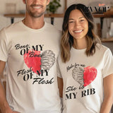 My Rib Genesis , Christian Couple Shirt Cotton Fabric Casual Streetstyle Crew Neck Short Sleeve T-Shirt for Women for Men, Date Gift