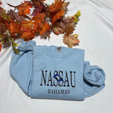 Nassau Bahamas embroidered sweatshirt; Dolphin Lover's embroidered crewneck