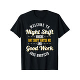 Night Shift Professional Workers T-Shirt - 100% Cotton, Casual & Sporty, Geometric Print, Machine Washable - Perfect for Daily Wear & Training Made in USA