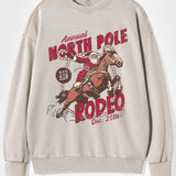 North Pole Rodeo Sweatshirt, UNISEX Cowboy Santa Crewneck Vintage Country Christmas Shirt, Western Santa Claus Groovy Festive
