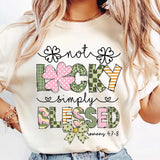 Not Lucky, Simply Blessed Shirt, Christian St. Patrick's Day T-shirt, Bible Verse, Lucky Vibes Clipart, Patrick Doodles