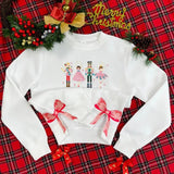 Nutcracker Ballet Side Bow Embroidery Sweatshirt, Merry Christmas Side Bow Embroidery Shirt