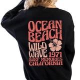 Ocean Beach Sweatshirt Aesthetic Sweater Tumblr Sweatshirt CA Surf Tee Trendy Oversized Crewneck Sweatshirt Coconut Hoodie