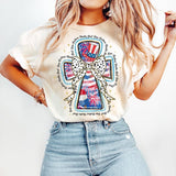 One Nation Under God T-Shirt, Christian America Coquette T-Shirt, 4th of July T-Shirt, Memorial Day T-Shirt, Girly USA T-Shirt, Independence Day T-Shirt, Cross T-Shirt