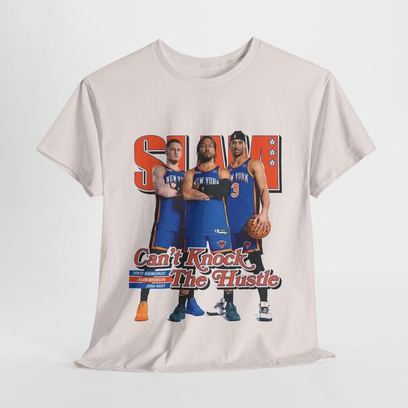 Orange Knicks Stars Trio Jalen Brunson, Josh Hart, And Donte Divincenzo Slam Cover T Shirt, 90s Basketball Shirt Gift, Unisex T-Shirt, Gifts For Famale Male, Short Sleeve Tee Shirt, Gifts For Birthday Mothers Day Christmas Anniversary Classic Cotton