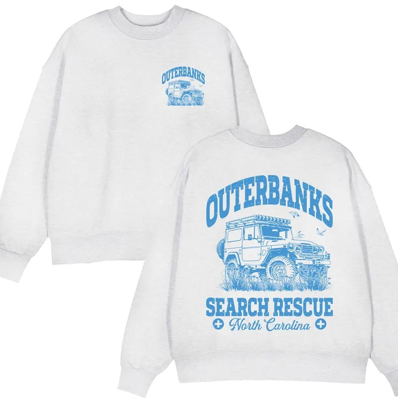 Outer Banks Search Rescue North Carolina Sweatshirt, OBX North Carolina Crewneck, Vintage Pogue Life Unisex Outfit, Trendy Aesthetic Location Summer