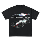P*RSCHE F1 RACING T-SHIRT Bootleg Vintage 90s Style Casual Classic christian clothing Cotton Fabric Menswear Top