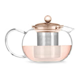 28 oz, Glass Teapot, Removeable, Rose Gold, Stainless Steel, Infuser