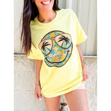 Palm Tree Smiley Graphic Top