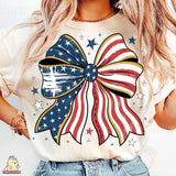 Patriotic Bow, American Flag, 4th of July Bow Print Tshirt
