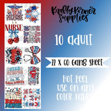 Patriotic Nurse DTF Transfer Gang Sheet, 22 x 60