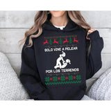 Pelear Por Los Terrenos Sweatshirt, Unisex Funny Mexican Christmas Hoodie, Ugly Sweater for Latinas, Cozy Pullover for Holiday Vibes