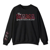 Personalized This Mama Wears Her Heart on Her Sleeve Sweatshirt Hoodie, Mama Sweatshirt with Kid Names, Custom Shirt for Mom, Mothers Day Gift, New Mom Gift
