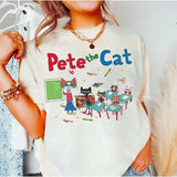 Pet.e The Cat Teacher School Shirt, The Cool Cat Back To School T-shirt, Children's Book Gift, Cute Groovy Cat Shirt, Kindergarten Teacher