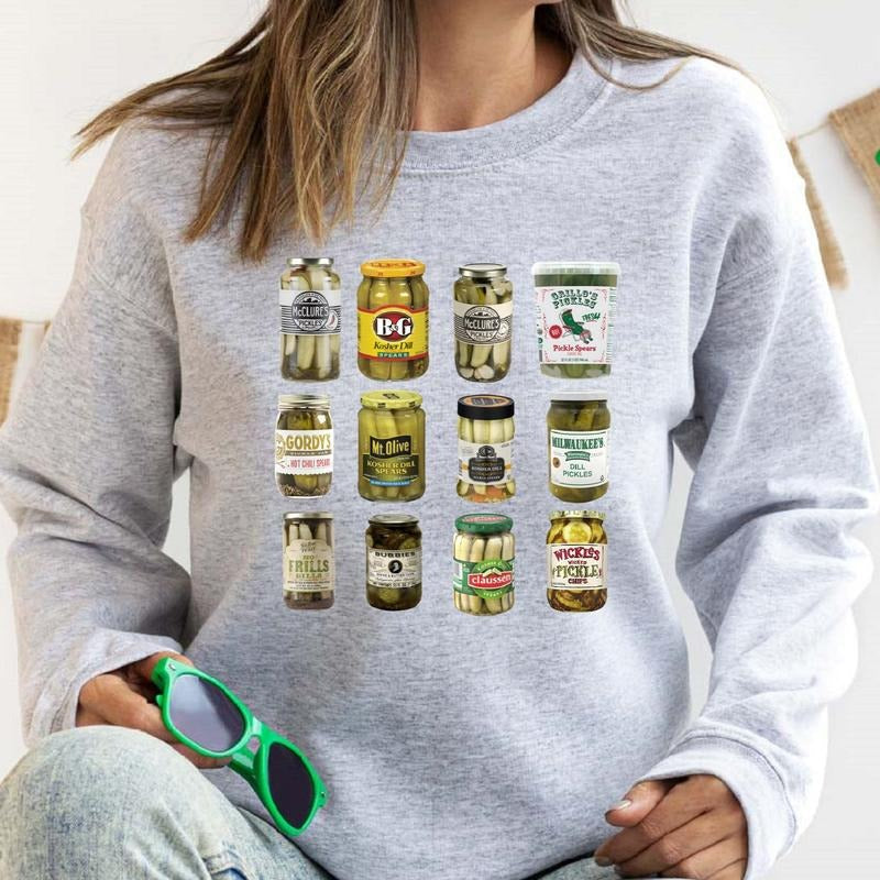 Pickles Jars Sweatshirt, Vintage Canned Pickles Hoodie, Unisex Pickles Lover Gift Sweater, Canning Long Sleeve.