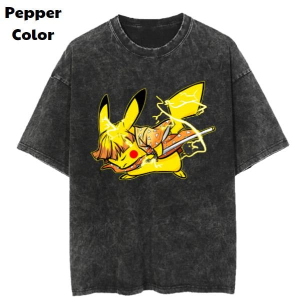 Pikachu Zenitsu Vintage Tee, Pikachu T-Shirt, Pokemon Graphic Tees, Pokemon Shirt, Unisex Anime Shirt, Menswear Womenswear Streetwear