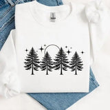 Pine Tree Hooded Sweatshirt, Cozy Forest Hoodie, Nature-Inspired Pullover, Unisex Outdoor Adventure Sweatshirt