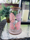 Pink Monstera Libby Glass