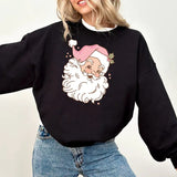 Pink Retro Santa Shirt, Christmas Sweatshirt, Women Christmas Tee, Cute Vintage Santa Gift, Classic Christmas Tee, Cute Santa Claus Xmas Tee