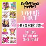 Pink Softball DTF Transfer Gang Sheet, 22 x 60