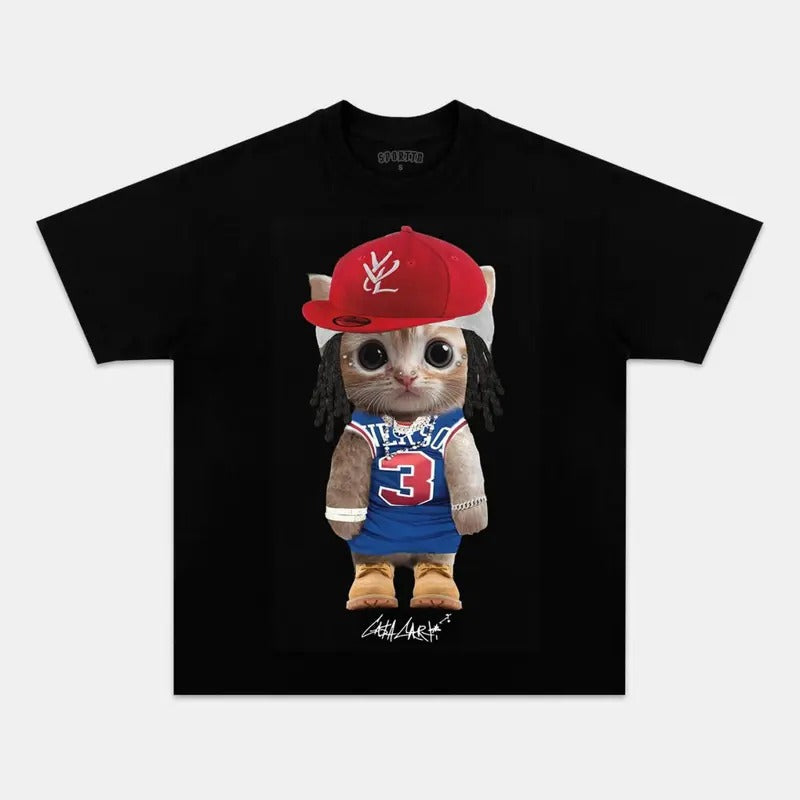 Playboi Funny Catri Cat Meme Unisex T-Shirt, Collab Vintage 90s Graphic Tee, Rap Hip-Hop & R&b Streetwear, Gift For Fans & Music lover Menswear Top