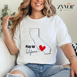Pray for California Tee Pure Cotton Casual Style Crew Neck Short Sleeve T-Shirt Tops Trendy for Unisex