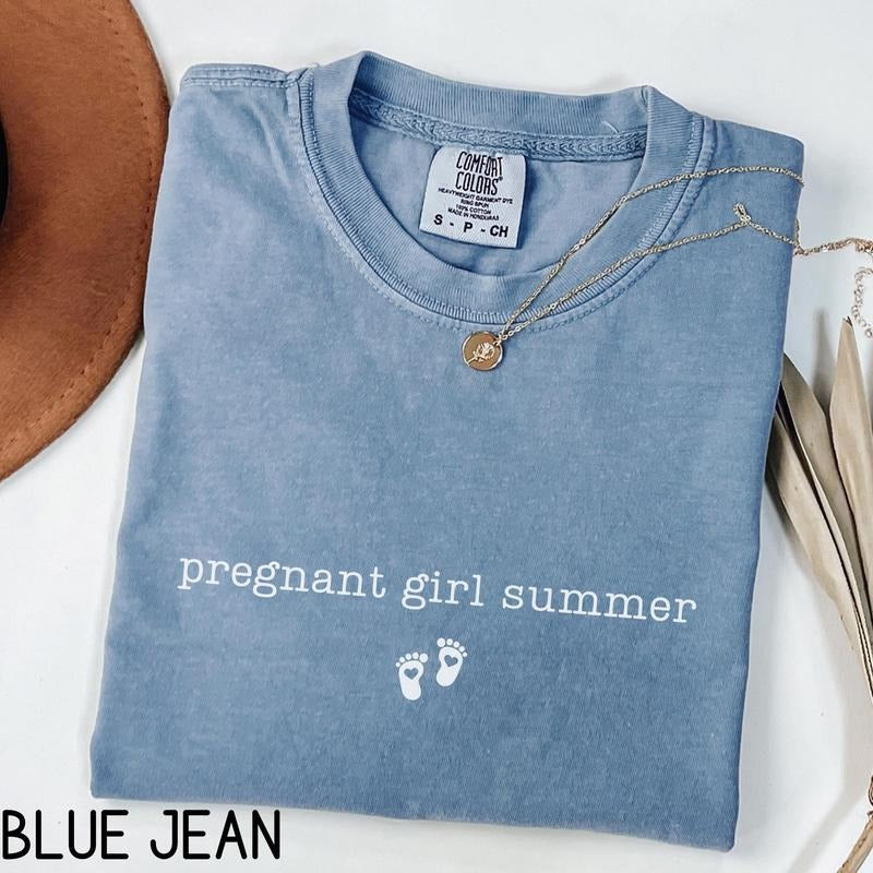 Pregnant Girl Summer Shirt, Comfort Colors New Mom To Be Gift, Pregnancy Announcement Shirt, Baby Reveal T-shirt, Baby Shower Gift Cotton Fabric Top Womenswear