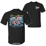 President Trump Holding Miller Lite Beer Chillin on the Gulf of America Shirt, 4th of July Independence Day Unisex Cotton T-shirt for Men for Women