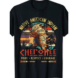 Pride Cotton T-Shirt for Men - Native American Indian Design, Regular Fit, Breathable & Machine Washable, Perfect for Casual Outings & Training, Sizes S-5XL Made in USA