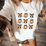 Pumpkin Halloween Shirt Halloween Coquette Bows Spooky Season Shirt Retro Halloween Shirt Spooky Vibes Shirt Cute Pumpkin Graphic T Shirt