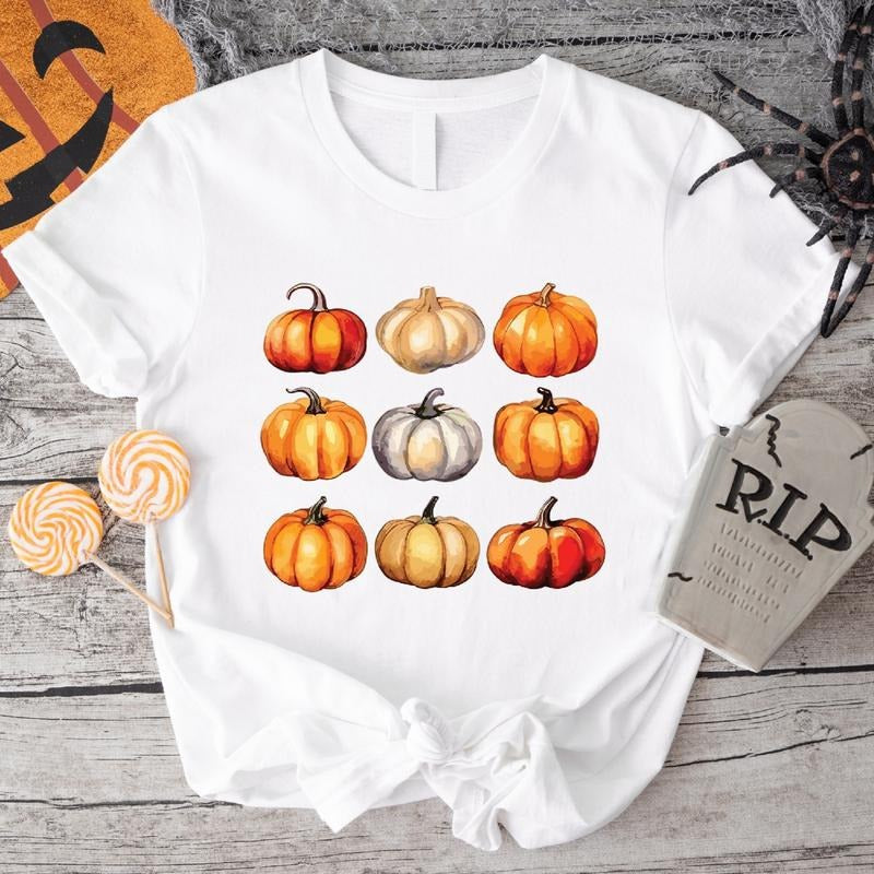 Pumpkin Shirt, Fall Shirt, Thanksgiving Gift Tee, Matching Halloween Party T-Shirts, Unisex Colorful Pumpkin Lovers Shirt, Autumn Tee