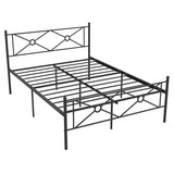 Queen Size Modern Black Metal Headboard &amp; Footboard Platform Bed Frame