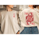 Queen of Hearts Sweatshirt, Funny Valentines Day 2 Sides Sweatshirt, Valentine Gift, Retro Valentine Graphic Sweatshirt, Be My Valentine