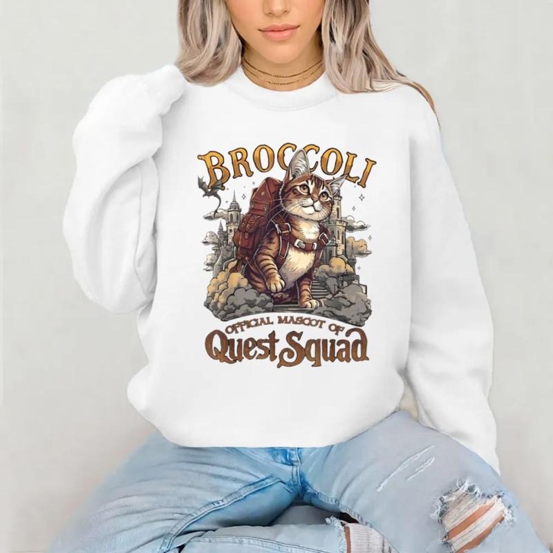 Quest Squad Broccoli TShirt, Fourth Wing Shirts, Xaden Riorson, Broccoli Cat Sweatshirt, Onyx Storm Broccoli Book Lover, Bookworm Sweater Pullover Tee
