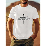 REDEEMED Graphic Print Tee - Soft, Breathable, Casual Short Sleeve T-Shirt for Summer, Men's Relaxed Fit, Comfortable, Durable, and Stylish Made in USA