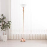 Rose Gold, Copper Finish, Metal, Floor Lamp, Torchiere, White Glass Shade