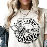 Reading Skeleton Shirt, Just One More Chapter Sweatshirt, Skeleton Reading Tee, Book Lover Shirt, Booktrovert Fabric Fit Casual Cotton