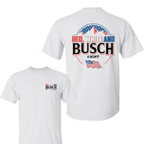 Red White And Buscch Light Shirt, USA Flag 4th Of July Shirt, Independence Day Tee, Patriotic Beer Graphic Tee, Full Colors, For Men, For Women
