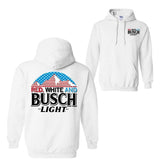 Red, White And Busch Light 2 Sided Hoodie Sweatshirt T-Shirt, Busch Light Shirt For Men And Women, Busch Light Beer Shirt