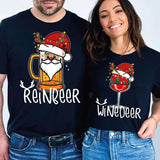 Reinbeer Winedeer Sweatshirts, Funny Couple Christmas Shirt, Couples Matching Shirts, Holiday Party Tee Casual Cotton