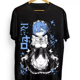Rem Re Zero T-Shirt,Cute Re Zero Ram,Subaru,Japanese,Manga Graphic Tee