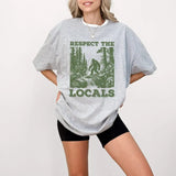 Respects The Locals Big Foot Sasquatch Yeti Walking In The Forest Vintage T-Shirt, Retro 90s Yeti T Shirt, Unisex Funny  Graphic Shirt